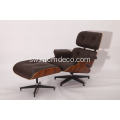 Kiti cha kupumzika cha ngozi cha Rosewood Eames na ottoman